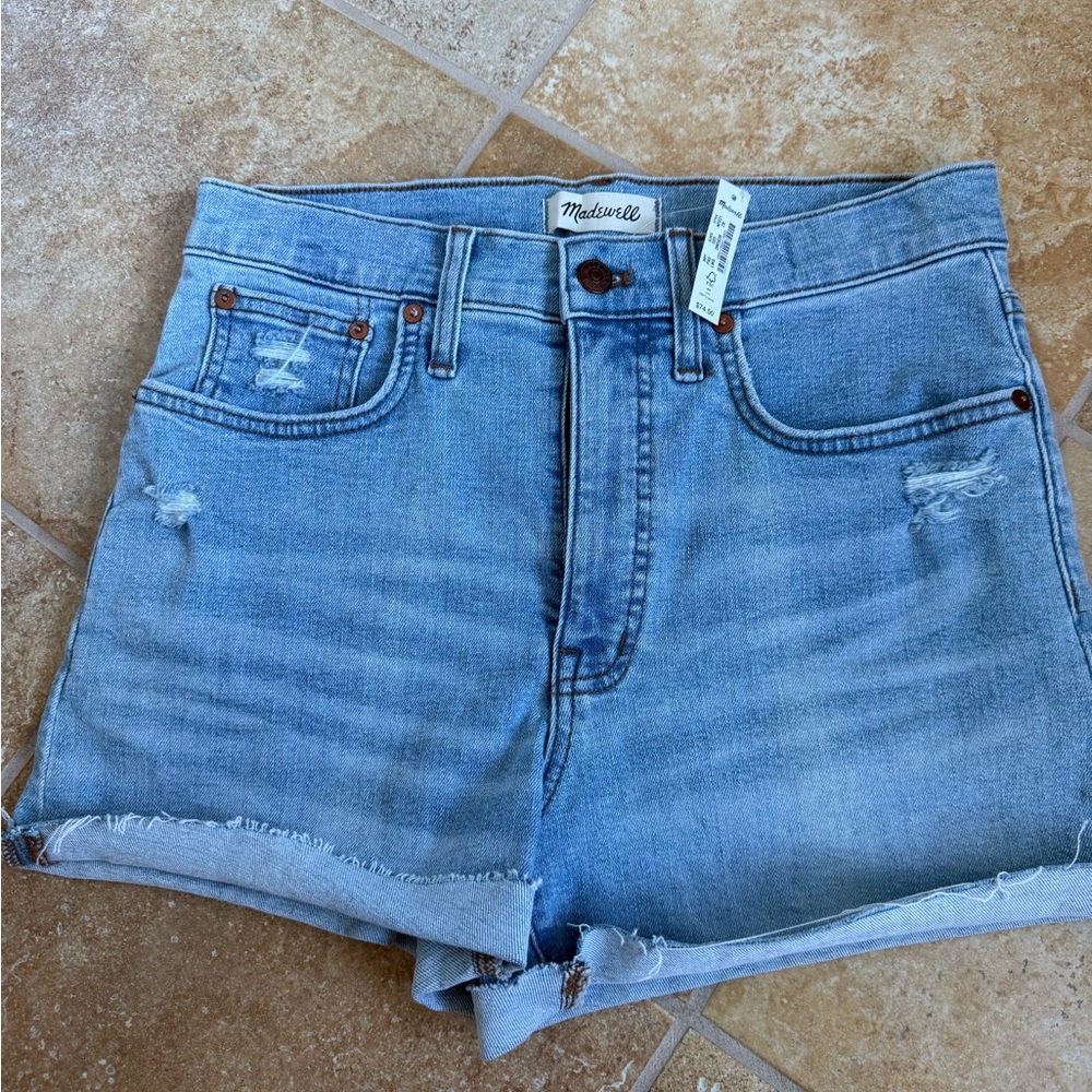Madewell Blue Jean Shorts with Distressed Hem